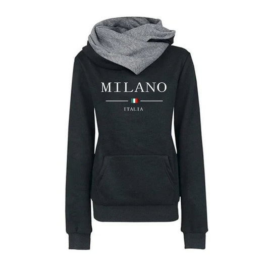 ⭐ Hoodie Femme Automne/Hiver – Sweat Casual Premium Imprimé Milan, Chaud & Confortable - GoDiscount