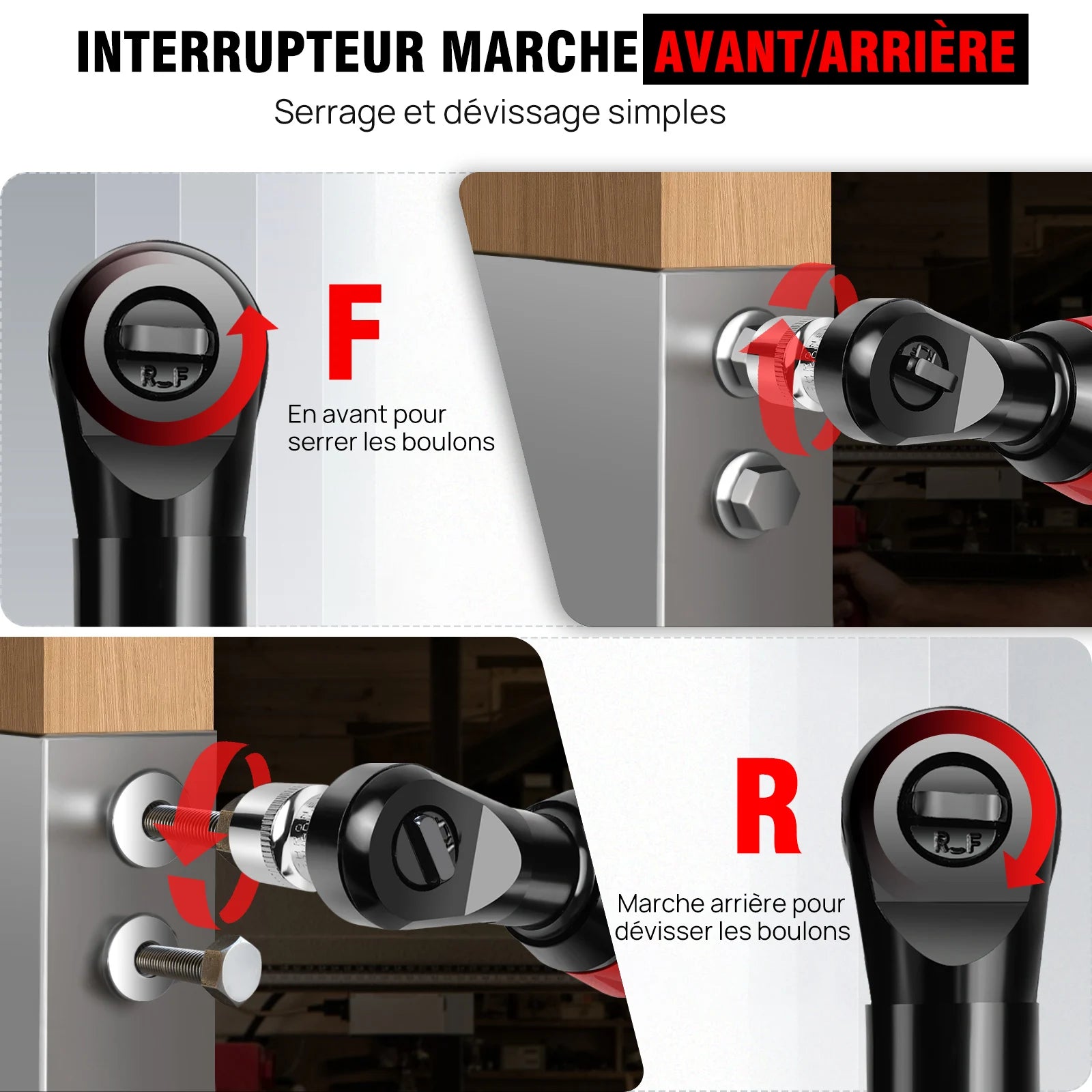 Feytory 200Nm Cordless Ratchet Wrench Set 90° with 2 x 1500mAh Lithium - Ion Batteries, 3/8'' Angle Wrench with 7pcs Sockets Set - GoDiscount