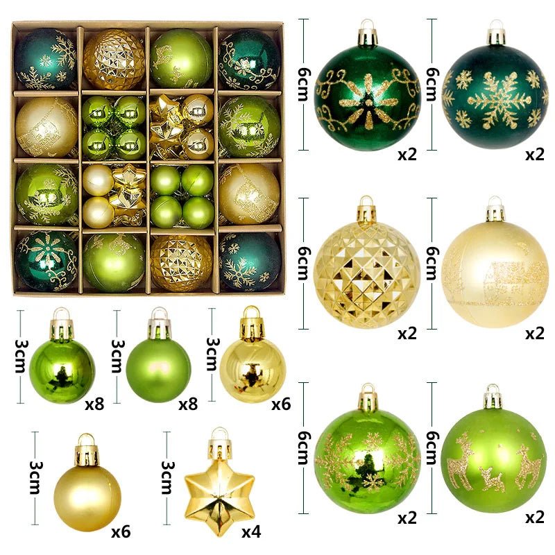 44Pcs 3/6CM Christmas Ball Christmas Tree Decoration Ornaments for Home Decor Halloween New Year Navidad Pendant Ball Accessory - GoDiscount