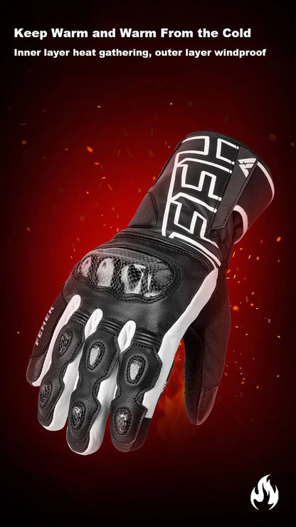 🏍️❄️ Gants Moto Hiver – Cuir Dermal, Protection Carbone | Gants Étanches & Coupe - vent pour Riders - GoDiscount