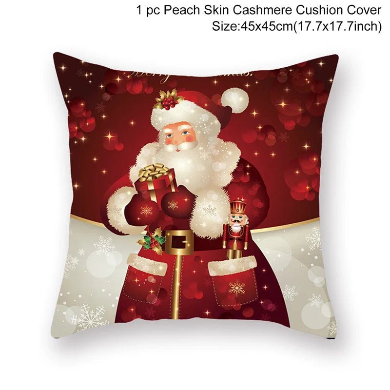 Christmas Cushion Cover Decoration Home Santa Decorations Gift Navidad Happy New Year 2022 - GoDiscount