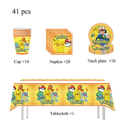 Kit Complet Fête Pokémon – PokéBall, Pikachu, Vaisselle, Autocollants & Cadeaux Enfants - GoDiscount