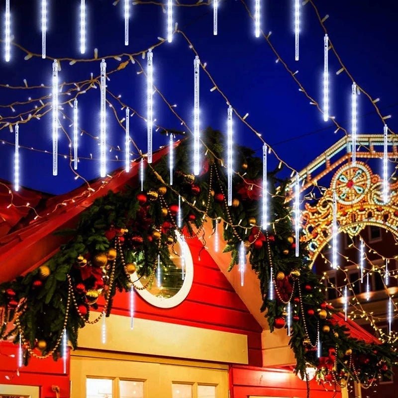 Solar Meteor Shower Rain String Lights Waterproof Garden Light 8 Tubes Christmas Tree Holiday Party Wedding Holiday Decoration - GoDiscount