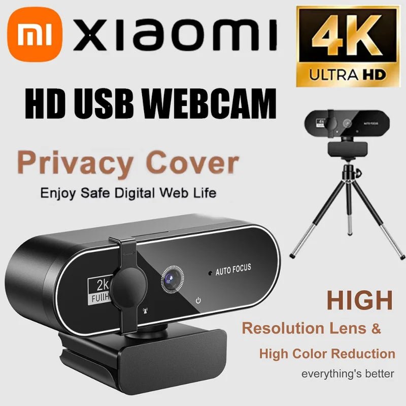 Xiaomi Webcam 4K Streaming 2025 – Autofocus 2K/1080P 60FPS, Micro Intégré, USB Full HD pour PC & Laptop - GoDiscount