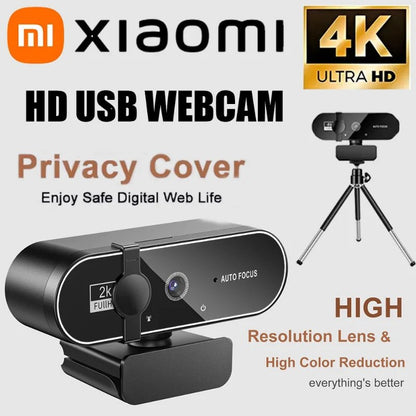 Xiaomi Webcam 4K Streaming 2025 – Autofocus 2K/1080P 60FPS, Micro Intégré, USB Full HD pour PC & Laptop - GoDiscount