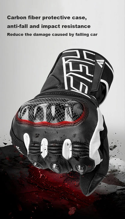 🏍️❄️ Gants Moto Hiver – Cuir Dermal, Protection Carbone | Gants Étanches & Coupe - vent pour Riders - GoDiscount