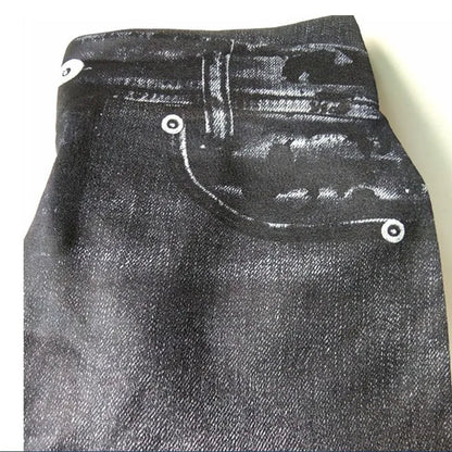 Legging Femme Imitation Jean – Legging Stretch Imprimé Denim, Slim et Confortable, Pantalon - GoDiscount