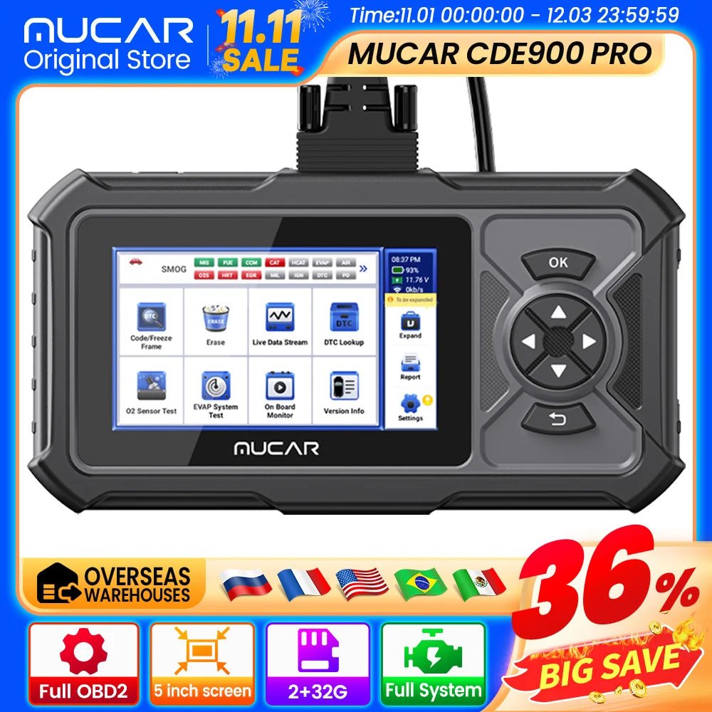 MUCAR CDE900/CDE900 PRO OBD2 Auto Diagnostic Tool car Scanner Tools full system 28 reset Code Reader Scan Tool 2+32G WIFI Update - GoDiscount