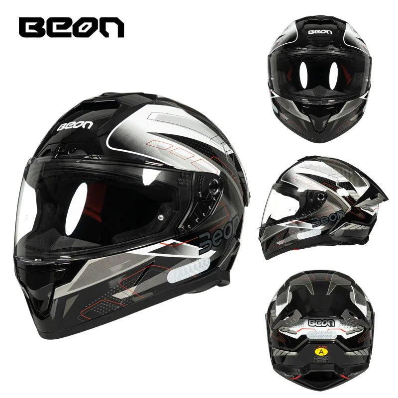 💨🛡️ Casque Moto Beon - 507 – Casque Full Face Racing, Certifié DOT/ECE | Pour Toute Saison - GoDiscount