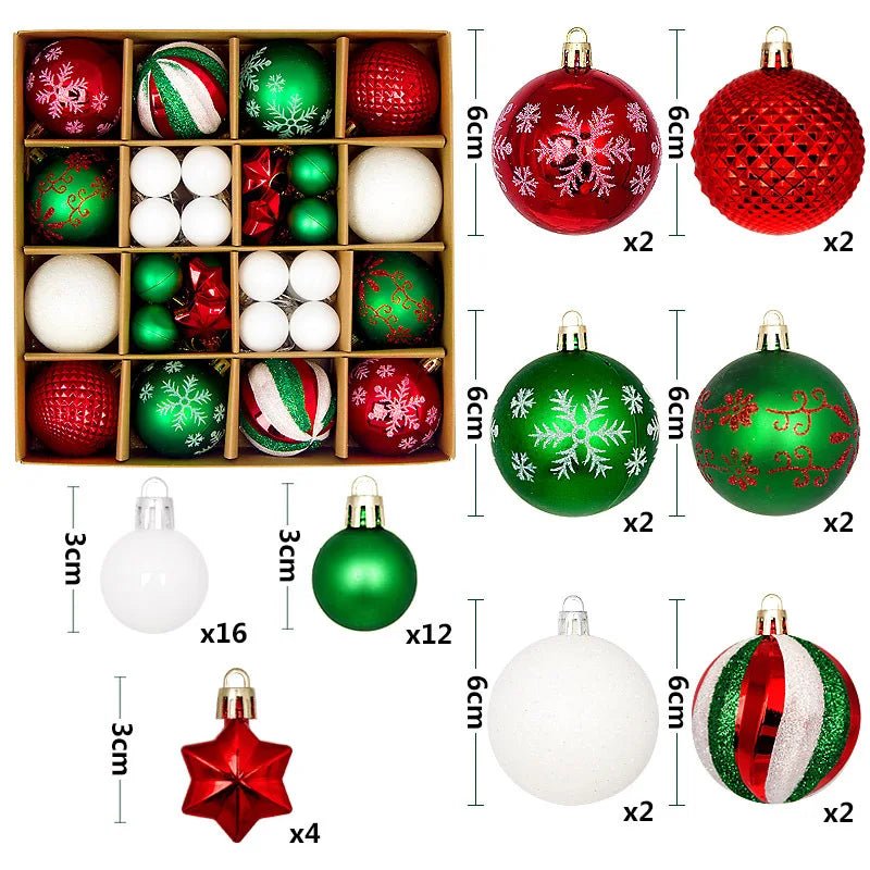 44Pcs 3/6CM Christmas Ball Christmas Tree Decoration Ornaments for Home Decor Halloween New Year Navidad Pendant Ball Accessory - GoDiscount