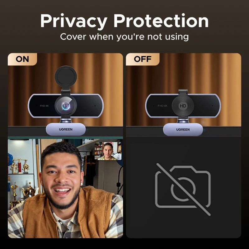 Webcam UGREEN 4K 8MP – Autofocus PDAF, Micro AI Anti-Bruit, Full HD 1080P, Idéale pour Zoom, Teams - GoDiscount