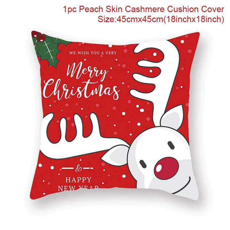Christmas Cushion Cover Decoration Home Santa Decorations Gift Navidad Happy New Year 2022 - GoDiscount