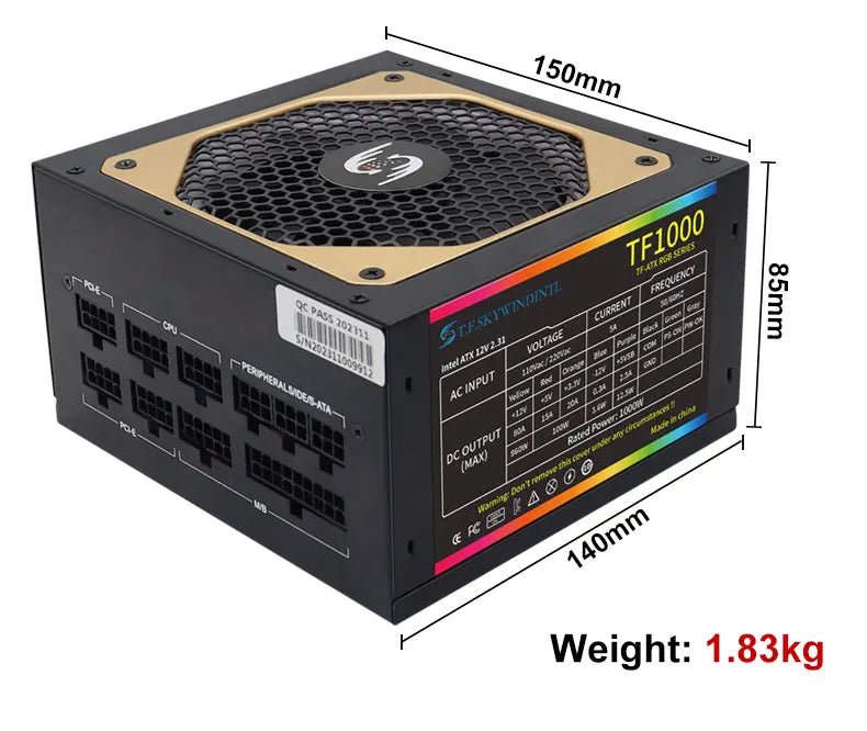 Alimentation PC 1000W Gold – Bloc d’Alimentation Modulaire ATX SKYWINDINTL, Compatible PC Gaming - GoDiscount