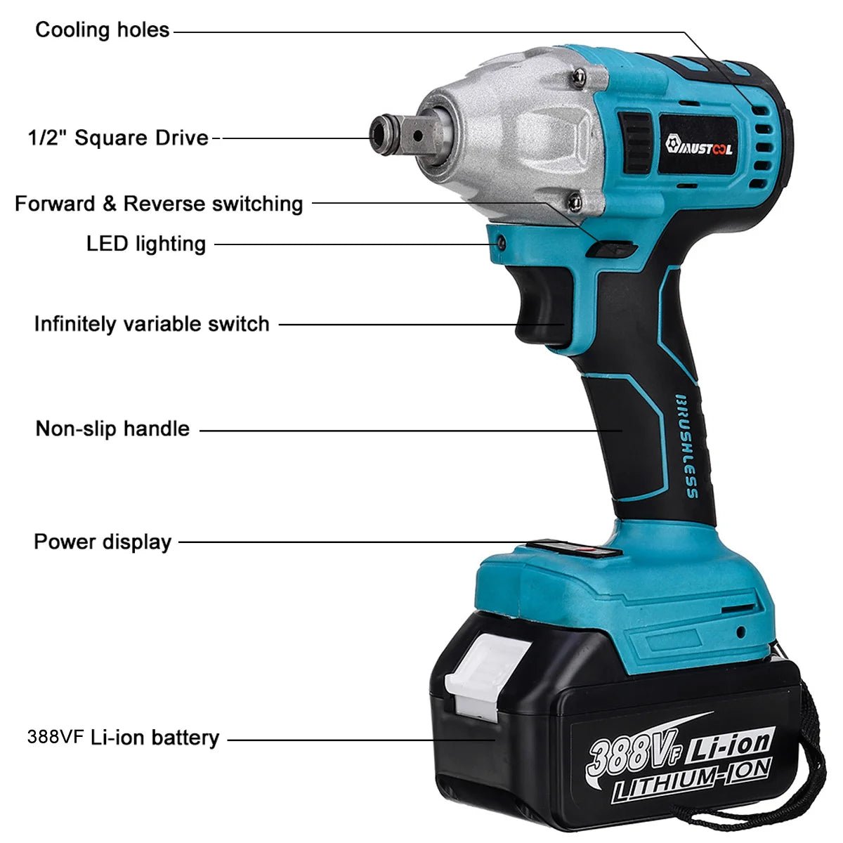 1️⃣ ⚡🛠️ Drillpro Power Set 800N.m – Clé à Chocs + Marteau Perforateur 13mm Compatible Makita 18V - GoDiscount
