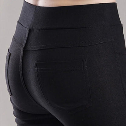 Pantalon Femme Chic – Pantalon Droit Uni, Élastique et Stretch, Pantalon Crayon Élégant pour Bureau, Casual et Estival - GoDiscount