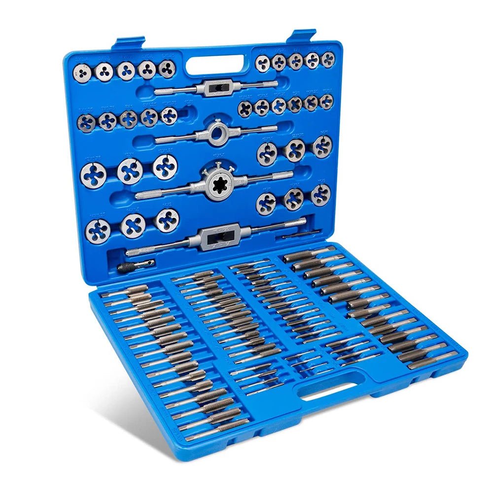 🔧 Podofo 110PCS Kit Taraud & Filière – Acier Trempé Titane | Filetage Métal Pro Metric & Standard - GoDiscount