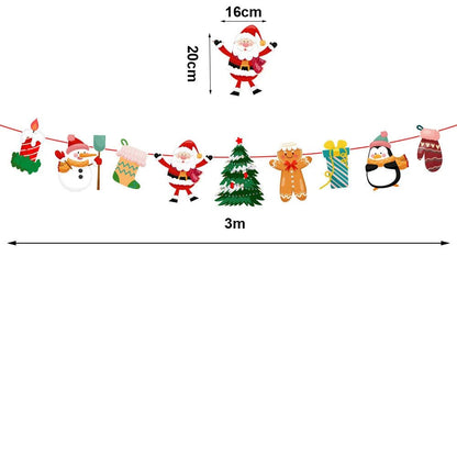 Red and Green Merry Christmas Banner Christmas Sign Garlands Santa Claus Snowman Christmas Party Decorations Xmas Gift New Year - GoDiscount