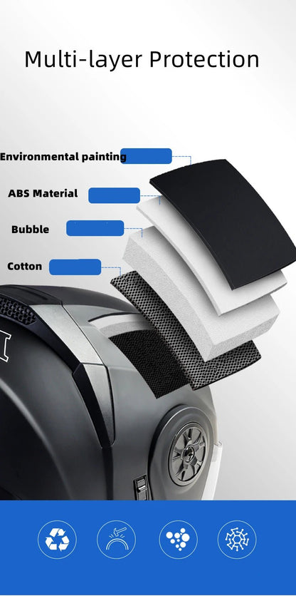 🏍️✨ Casque Moto Modulaire à Lentilles Doubles – Flip Up, Full Face | Motocross Racing Pour Hommes & Femmes - GoDiscount