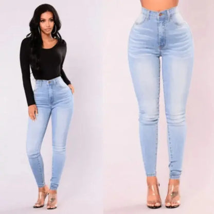 Jean Femme Skinny – Denim Taille Haute, Stretch, Push-Up, Pantalon Slim avec Poches et Bouton, Look Crayon