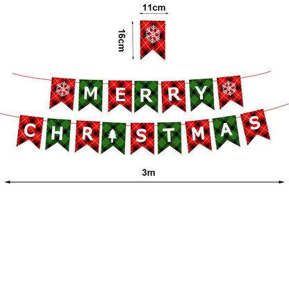Red and Green Merry Christmas Banner Christmas Sign Garlands Santa Claus Snowman Christmas Party Decorations Xmas Gift New Year - GoDiscount