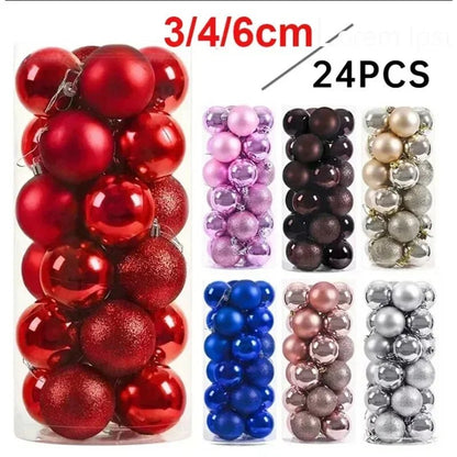24Pcs 3/4/6CM Christmas Balls Big Ball Christmas Tree Pendant Ornaments for Party Decor 2025 New Year Navidad Gifts Accessory - GoDiscount