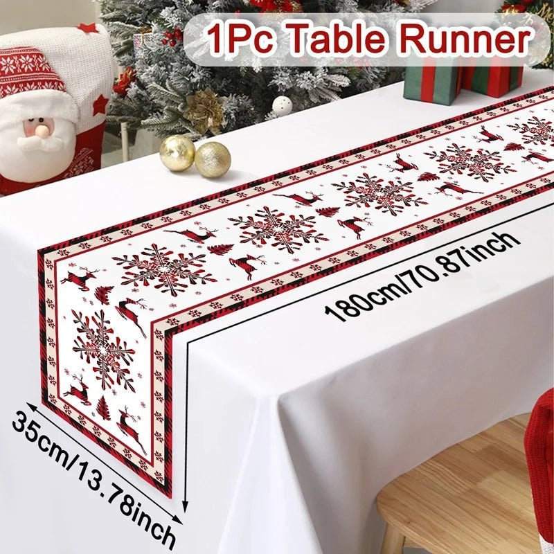 Merry Christmas Table Runner Xmas Table Cover Christmas Decorations For Home 2025 Navidad Natal Gifts New Year 2026 Tablecloth - GoDiscount