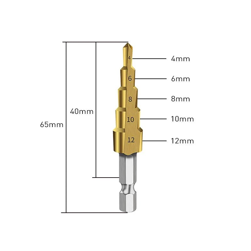 1️⃣ Forets Étagés HSS Titane – Perçage Ultra - Précis Bois & Métal (4–12 / 4–20 / 4–32 mm) - GoDiscount