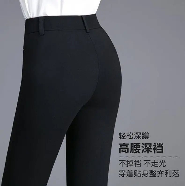 Pantalon Femme Bureau – Pantalon Crayon Slim Uni, Taille Haute, Mode Coréenne, Casual et Élégant pour le Printemps et l'Automne - GoDiscount