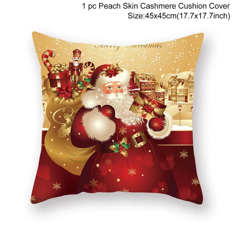 Christmas Cushion Cover Decoration Home Santa Decorations Gift Navidad Happy New Year 2022 - GoDiscount