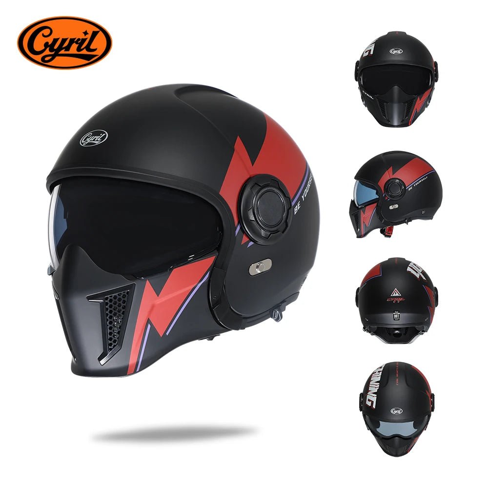 🏍️💥 Casque Moto CYRIL – Full Face & Open Face, Homologué ECE DOT, Casque Modular avec Double Visor - GoDiscount