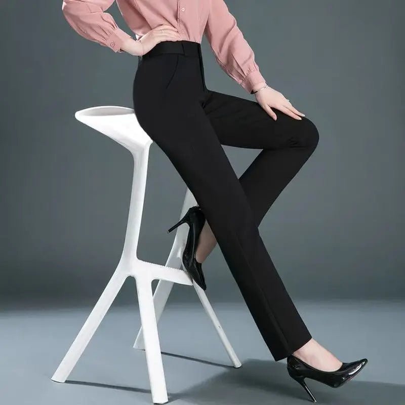 Pantalon Femme Bureau – Pantalon Crayon Slim Uni, Taille Haute, Mode Coréenne, Casual et Élégant pour le Printemps et l'Automne - GoDiscount