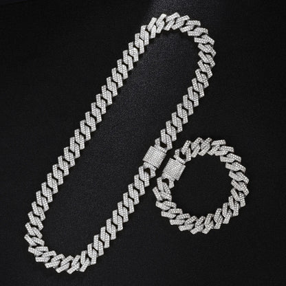 Gold Color Cuban Chain Watch for Men,Hip Hop Miami Curb,Iced Out Paved Rhinestones,Bling Rapper Necklace, Watch+Bracelet Jewelry - GoDiscount