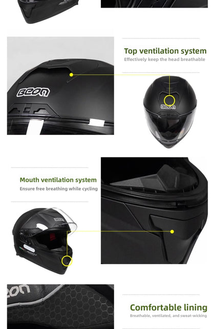💨🛡️ Casque Moto Beon - 507 – Casque Full Face Racing, Certifié DOT/ECE | Pour Toute Saison - GoDiscount