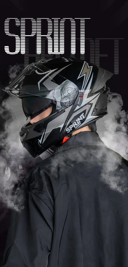 Casque Moto Modulaire Personnalisé – Double Lentille, Casque Intégral pour Homme et Femme, Motocross Racing - GoDiscount