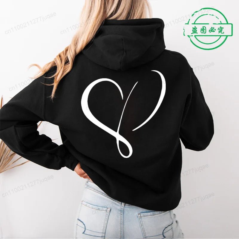 Love Heart Design Women Hoodie Ladies Casual Sweatshirt Love Heart Print Personalised Hoodie Autumn Winter Tracksuit Sportwear - GoDiscount