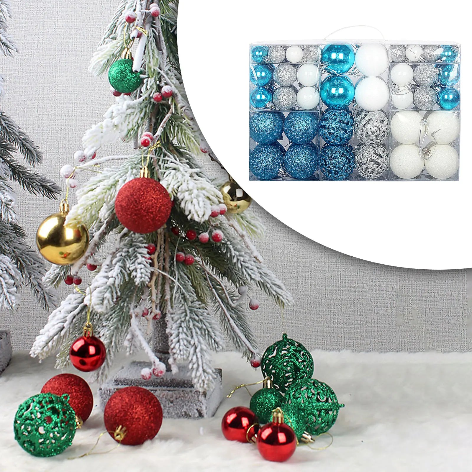 100Pcs Christmas Ball Ornaments Tree Decorative Shatterproof Decorations Hanging Xmas for Anniversary Wedding Party Holiday - GoDiscount
