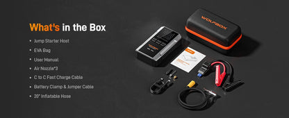 "WOLFBOX 3000A Jump Starter avec Compresseur d'Air, 16000mAh & 160PSI, Démarreur de Batterie Portable Voiture avec Charge Rapide 65W" - GoDiscount