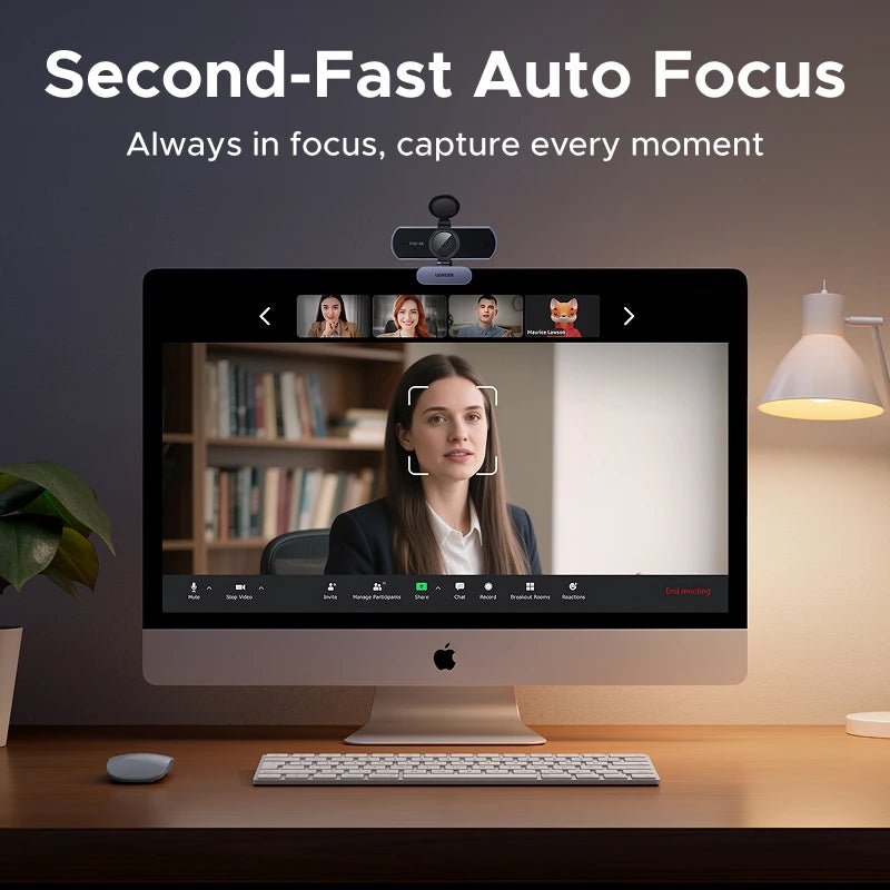 Webcam UGREEN 4K 8MP – Autofocus PDAF, Micro AI Anti-Bruit, Full HD 1080P, Idéale pour Zoom, Teams - GoDiscount