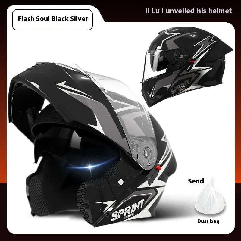 Casque Moto Modulaire Personnalisé – Double Lentille, Casque Intégral pour Homme et Femme, Motocross Racing - GoDiscount
