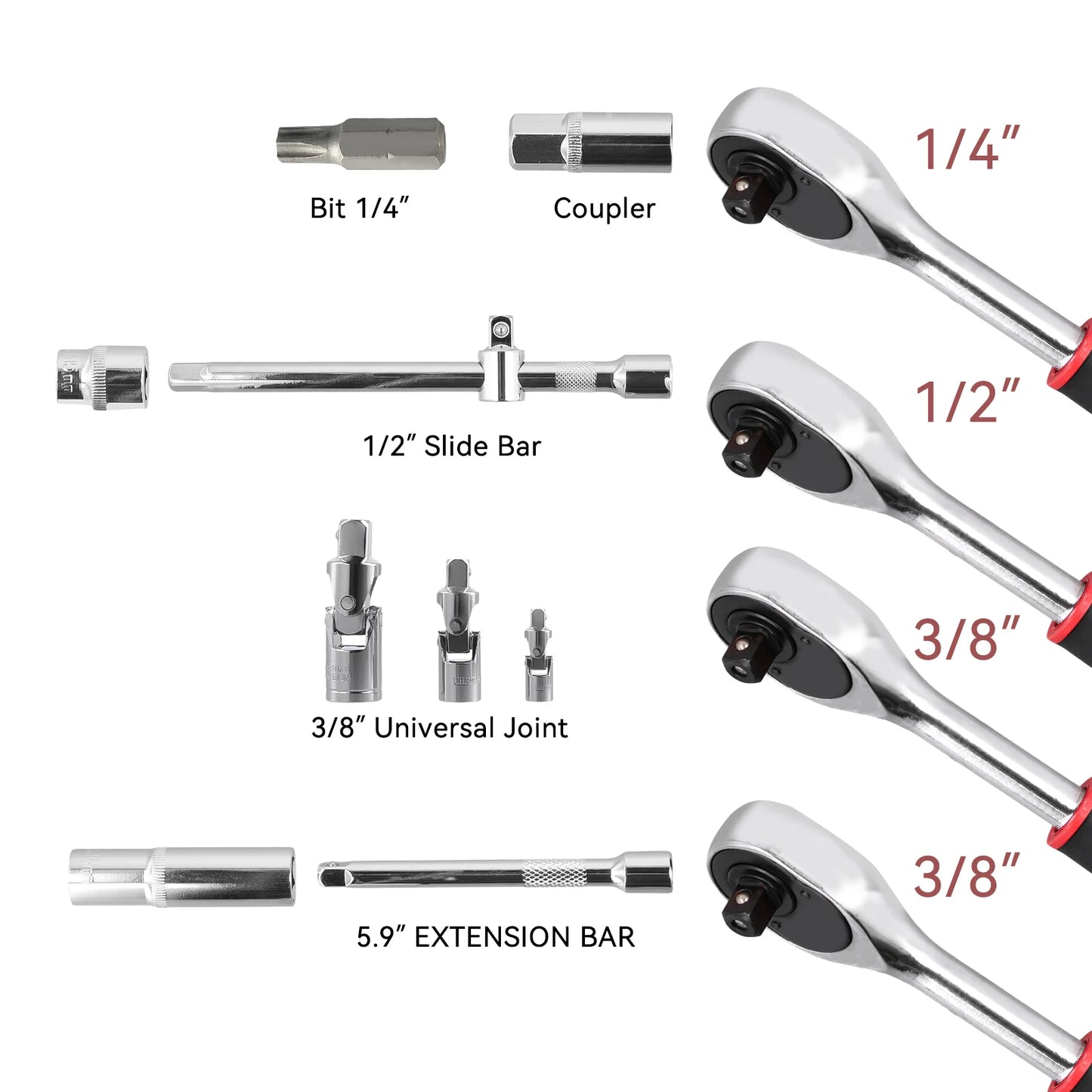 🧰🔩 Podofo 171PCS Set Douilles 1/4" – Kit Réparation Auto & Garage • Cliquet + Outils Pro - GoDiscount