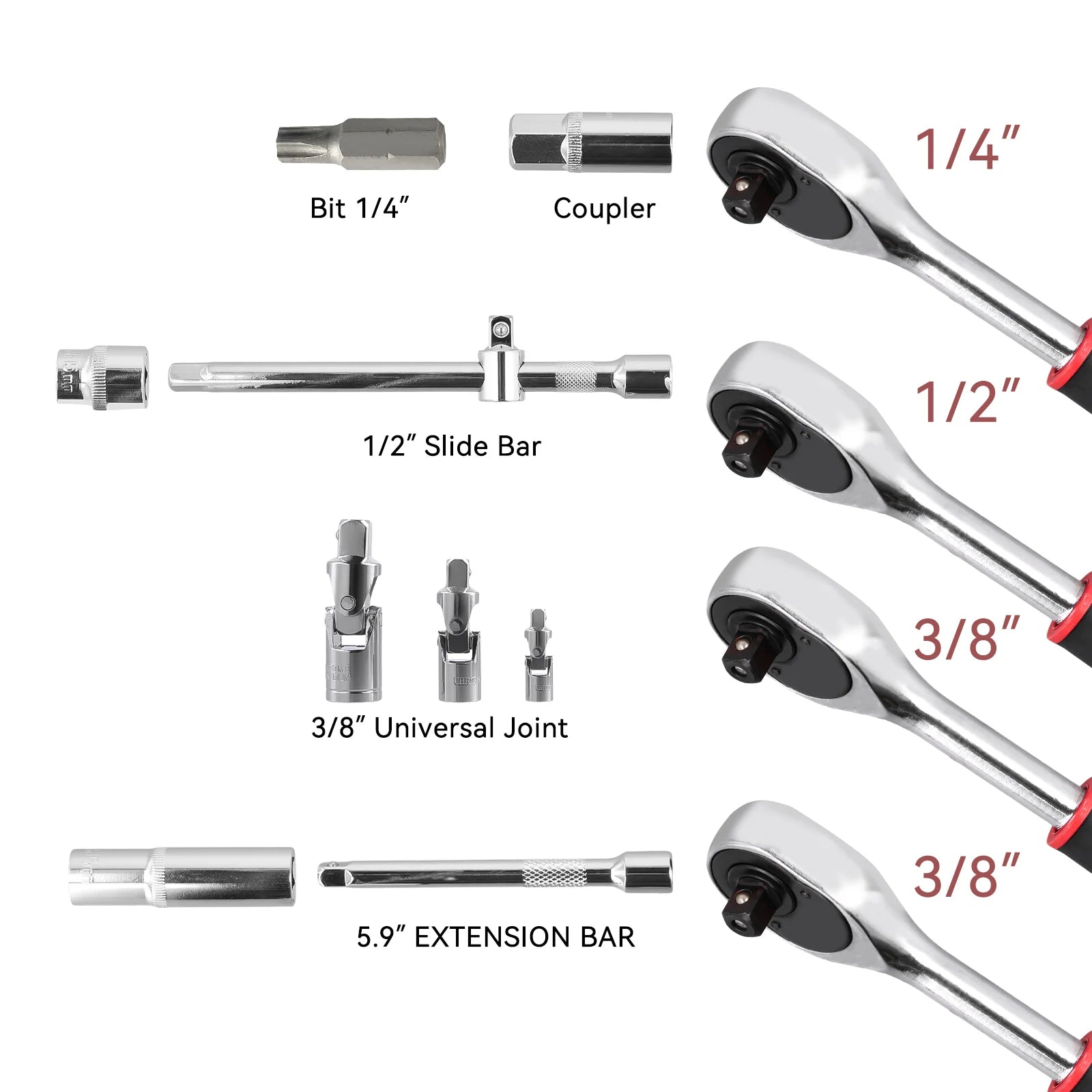 🧰🔩 Podofo 171PCS Set Douilles 1/4" – Kit Réparation Auto & Garage • Cliquet + Outils Pro - GoDiscount