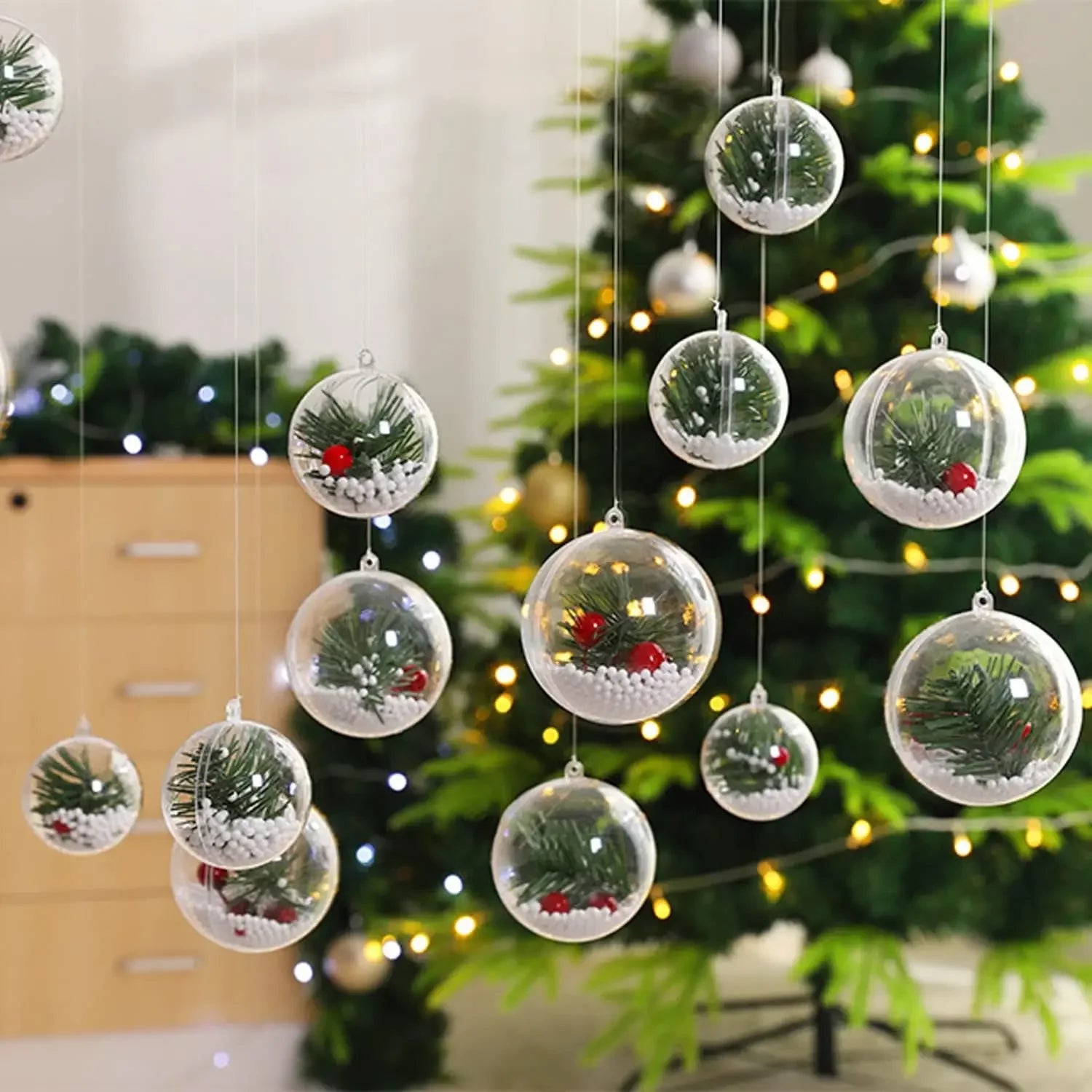 Wholesale Transparent DIY Plastic Ball Filling Decorative Hanging Ornaments Christmas Tree Open Ball Box Gifts for Wedding Party - GoDiscount