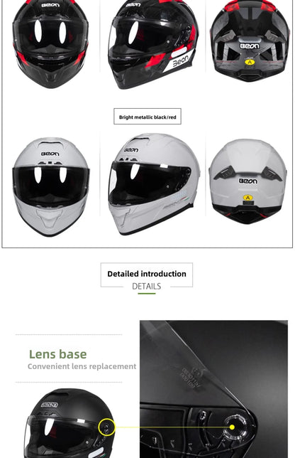 💨🛡️ Casque Moto Beon - 507 – Casque Full Face Racing, Certifié DOT/ECE | Pour Toute Saison - GoDiscount