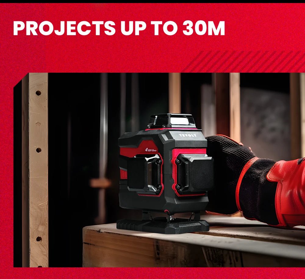 🟢🔭 Niveau Laser 3D 360° – YEVOLT YVGLL4XS16 • 4 Plans • 16 Lignes • Auto - Nivelant Pro - GoDiscount