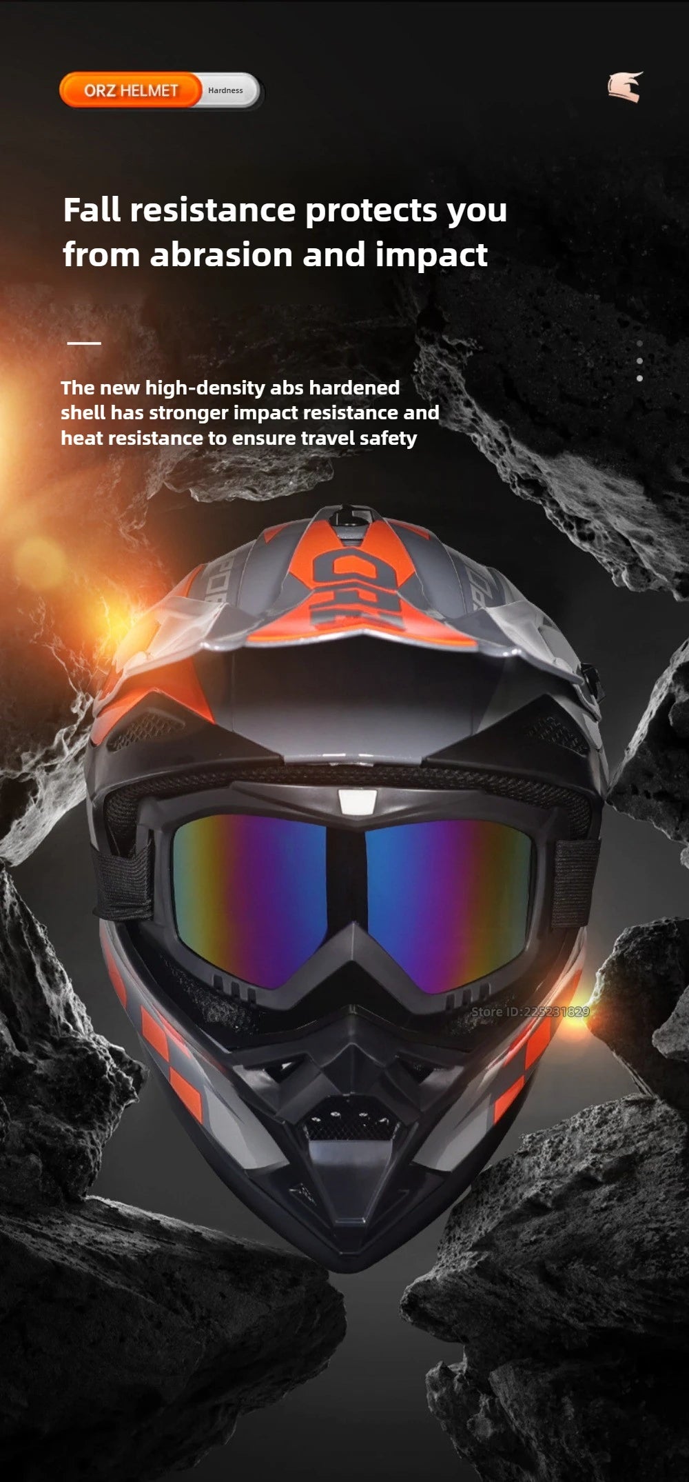 🏁🔥 Casque Moto Off - Road Orz DOT – Système de Sangle Rapide, Casque Racing avec Lunettes, Confort et Sécurité - GoDiscount