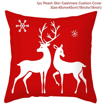 Christmas Cushion Cover Decoration Home Santa Decorations Gift Navidad Happy New Year 2022 - GoDiscount