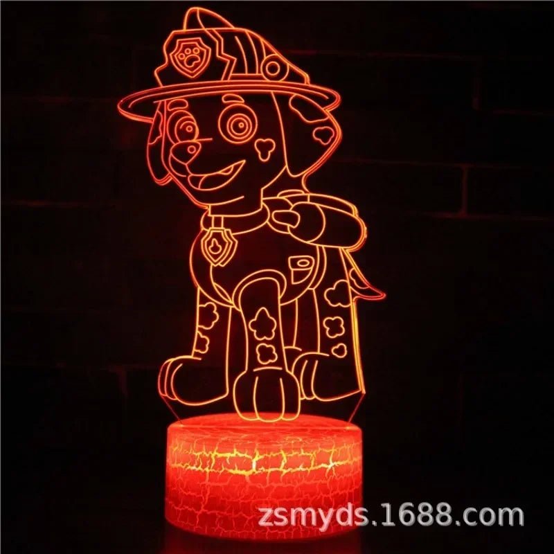 ⭐ Lampe 3D LED Paw Patrol – Chase, Marshall & Rocky | Veilleuse Enfants, Décoration Chambre, Lumière de Table - GoDiscount