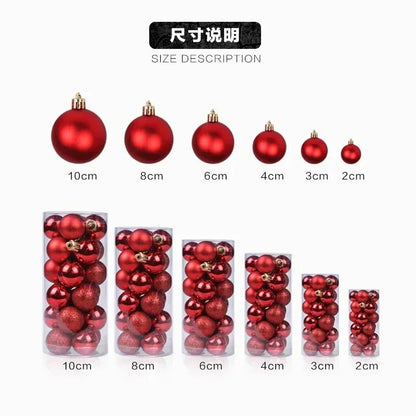 24Pcs 3/4/6CM Christmas Balls Big Ball Christmas Tree Pendant Ornaments for Party Decor 2025 New Year Navidad Gifts Accessory - GoDiscount