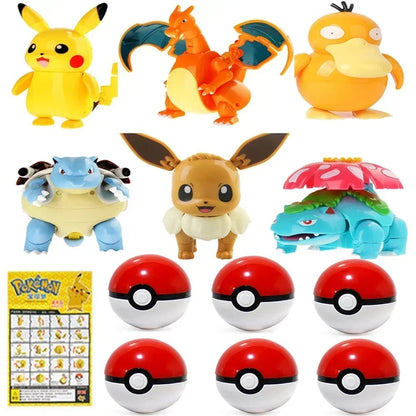⭐ Figurines Pokémon + Pokéball – Pikachu, Carapuce, Salamèche - GoDiscount