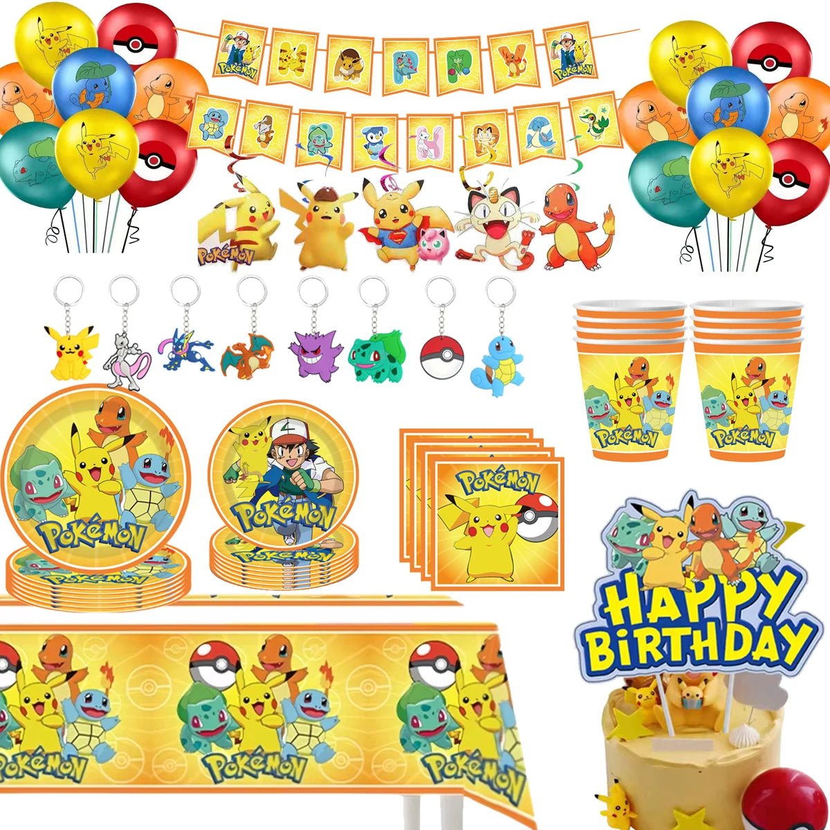 Kit Complet Fête Pokémon – PokéBall, Pikachu, Vaisselle, Autocollants & Cadeaux Enfants - GoDiscount